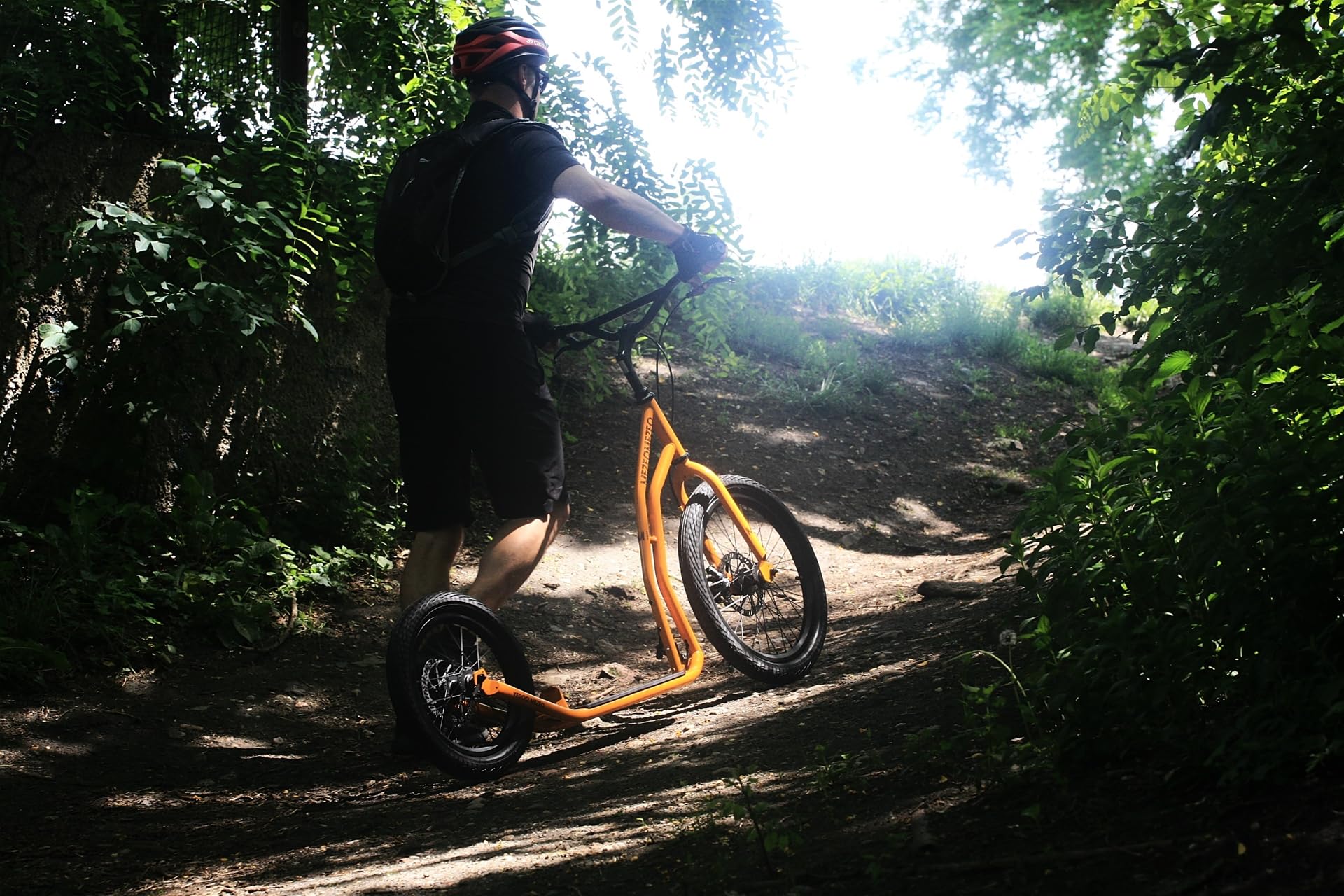 La Trottinette Yedoo Mezeq pour Adultes (jusqu'à 150 kg), Trottinette Tout-Terrain (pneus 20"/16") avec béquille et Guidon réglable, cani-Trottinette avec Freins à Disque.