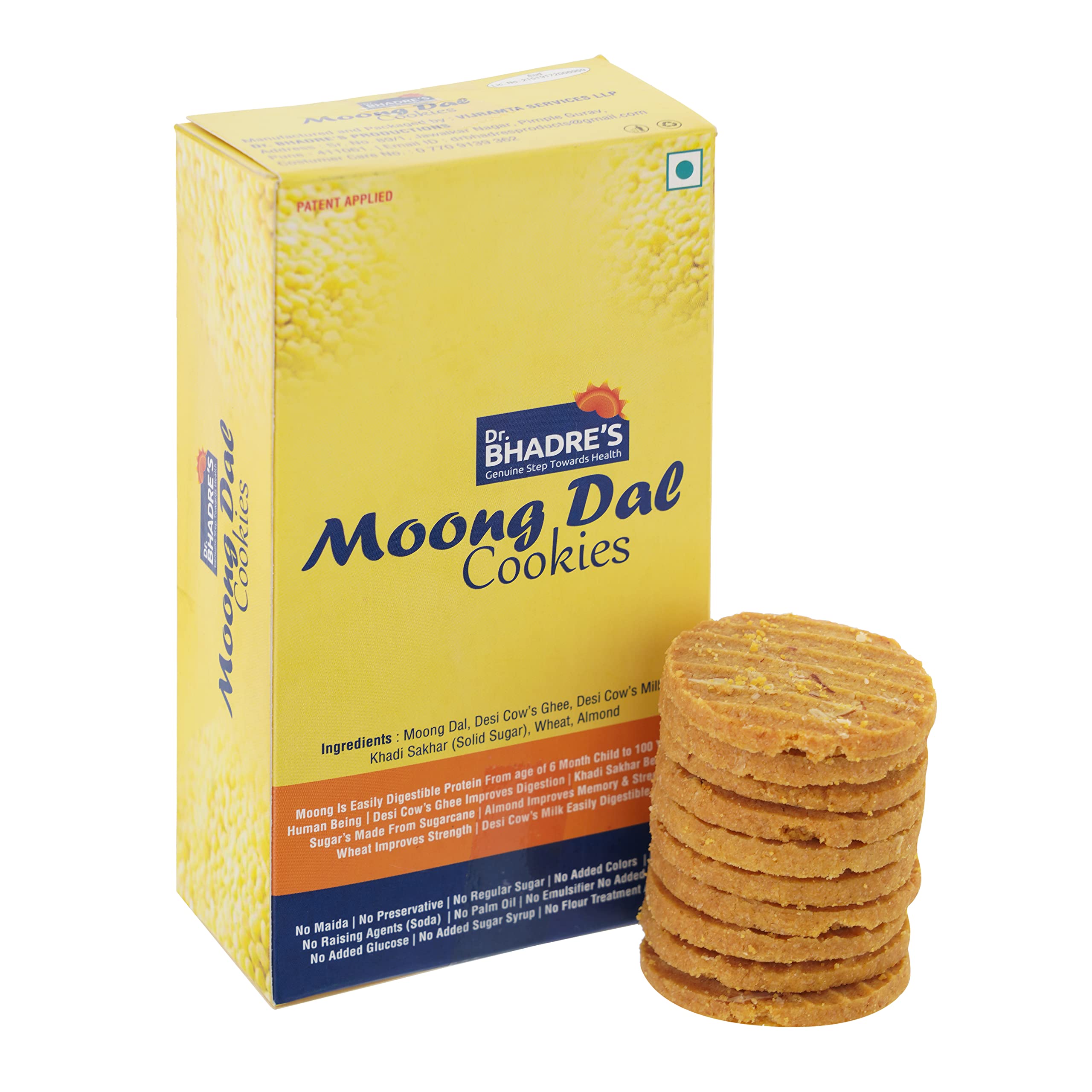 DR.BHADRES Handmade Moong Dal Cookies 300 gm | High Protein | Cookies Biscuits Pack | Cookies Biscuits | Refined Sugar Free | Snacks & Sweets | Biscuits & Cookies (B08394VVVQ) Amazon Price History, Amazon Price Tracker