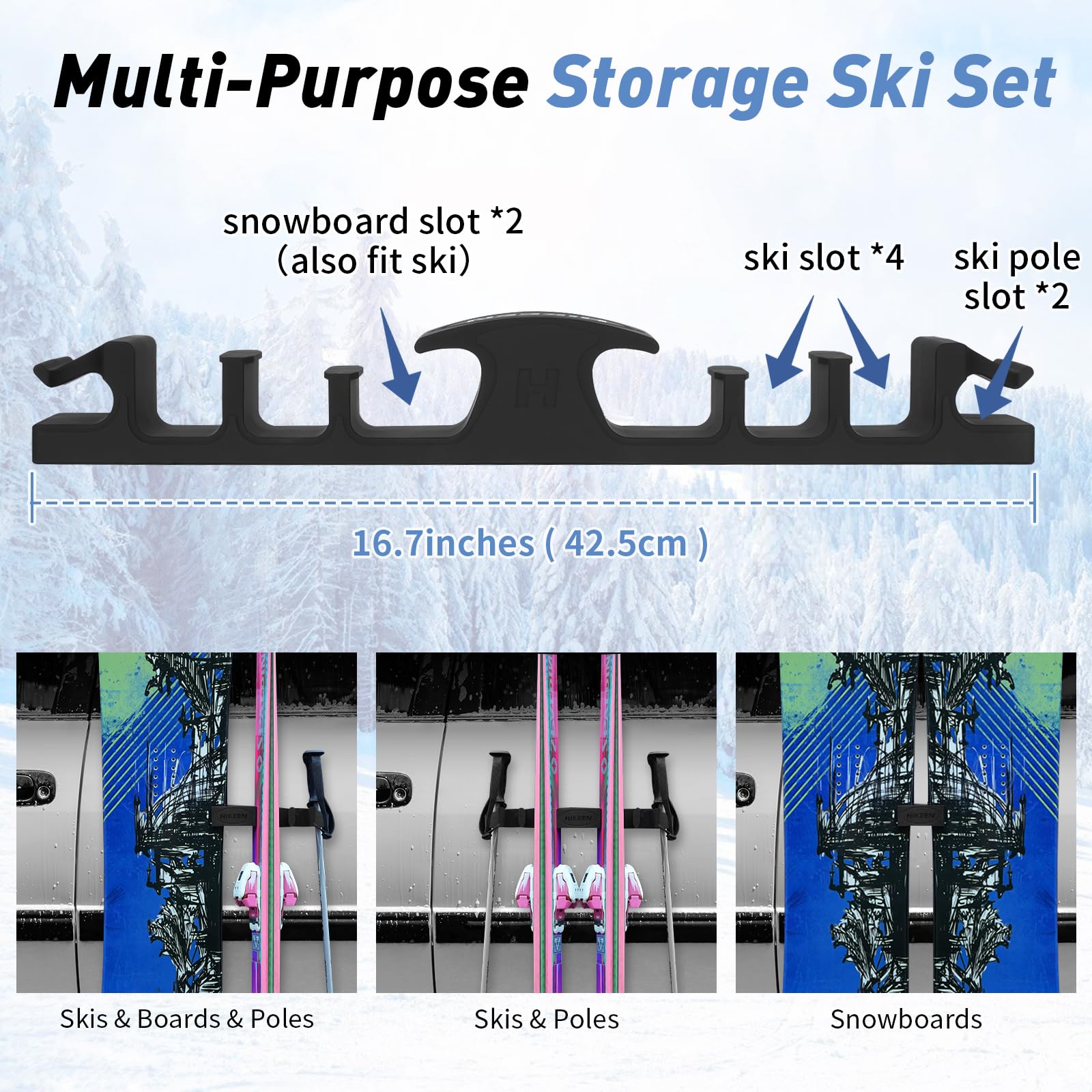 BOOSTEADY Portasci e Tavole da Snowboard Magnetici per Auto, Supporti Antiribaltamento con Protezione Vernice, Fino a 4 Paia di Sci o 2 Snowboard + 2 Bastoncini