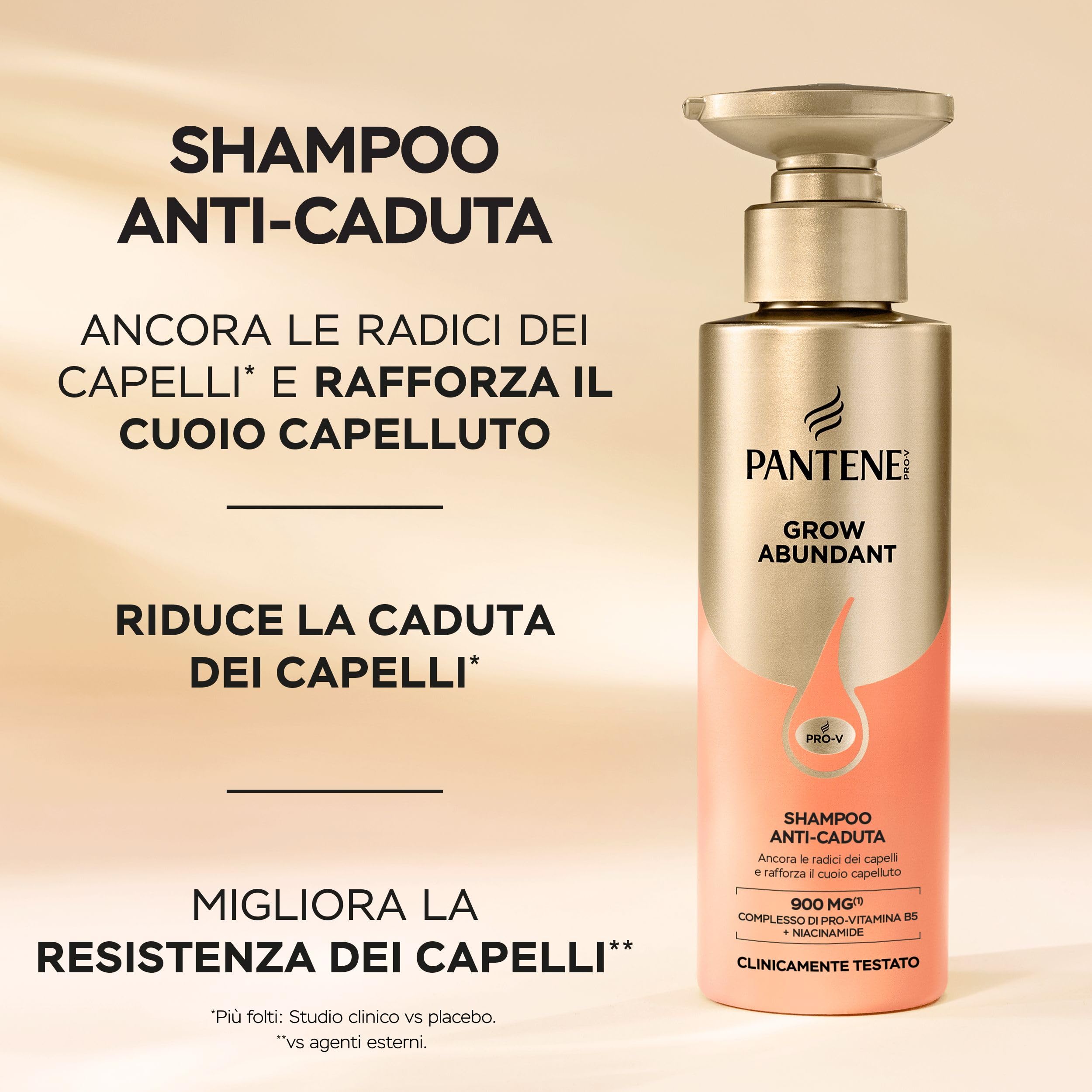 Pantene Set Shampoo + Siero Anti-Caduta Grow Abundant 60ml Riduce La Caduta Di Capelli Rafforzando l'Ancoraggio Alla Radice. Capelli Più Spessi, Lunghi E Folti In 8 Settimane