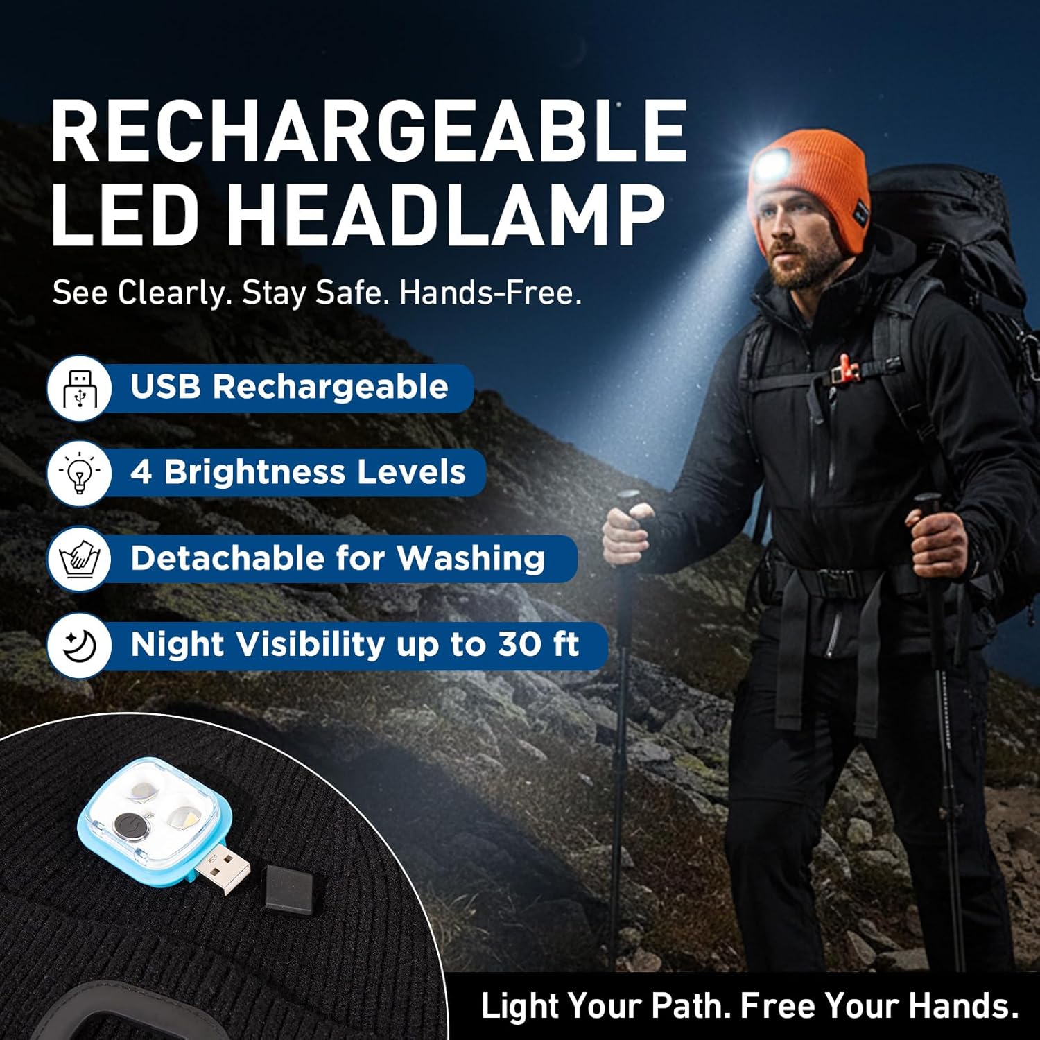 TOP-EX Oversized Fleece Lined LED Bluetooth Beanies with Ear Flap Gifts USB Rechargeable Lighted Cap Christmas Cool