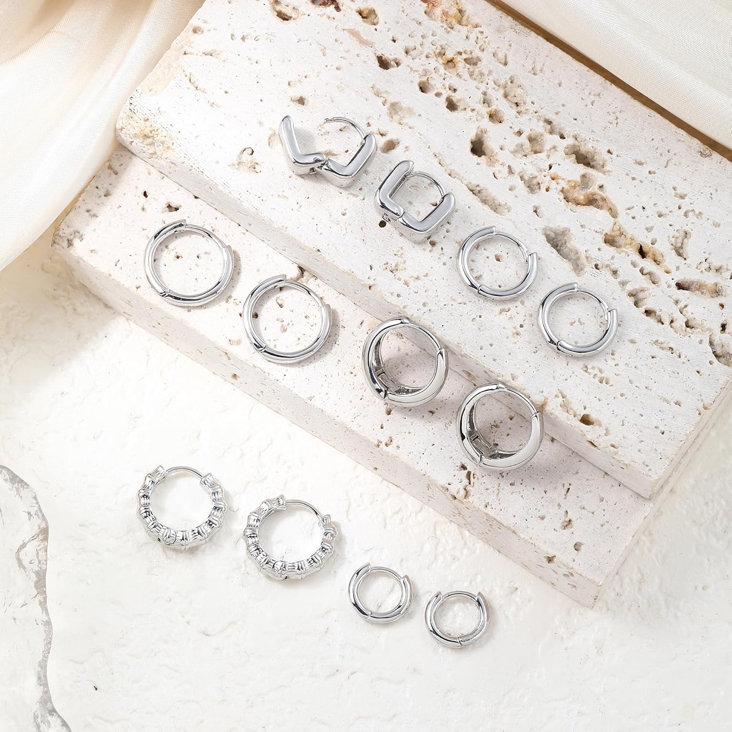 Wgoud Small Gold Hoop Earrings Set for Women, 6 Pairs 14K Gold Plated Hypoallergenic Lightweight Huggie Hoops Earrings, Trendy Cartilage Cubic Zirconia Earrings for Women Gifts. - Image 4