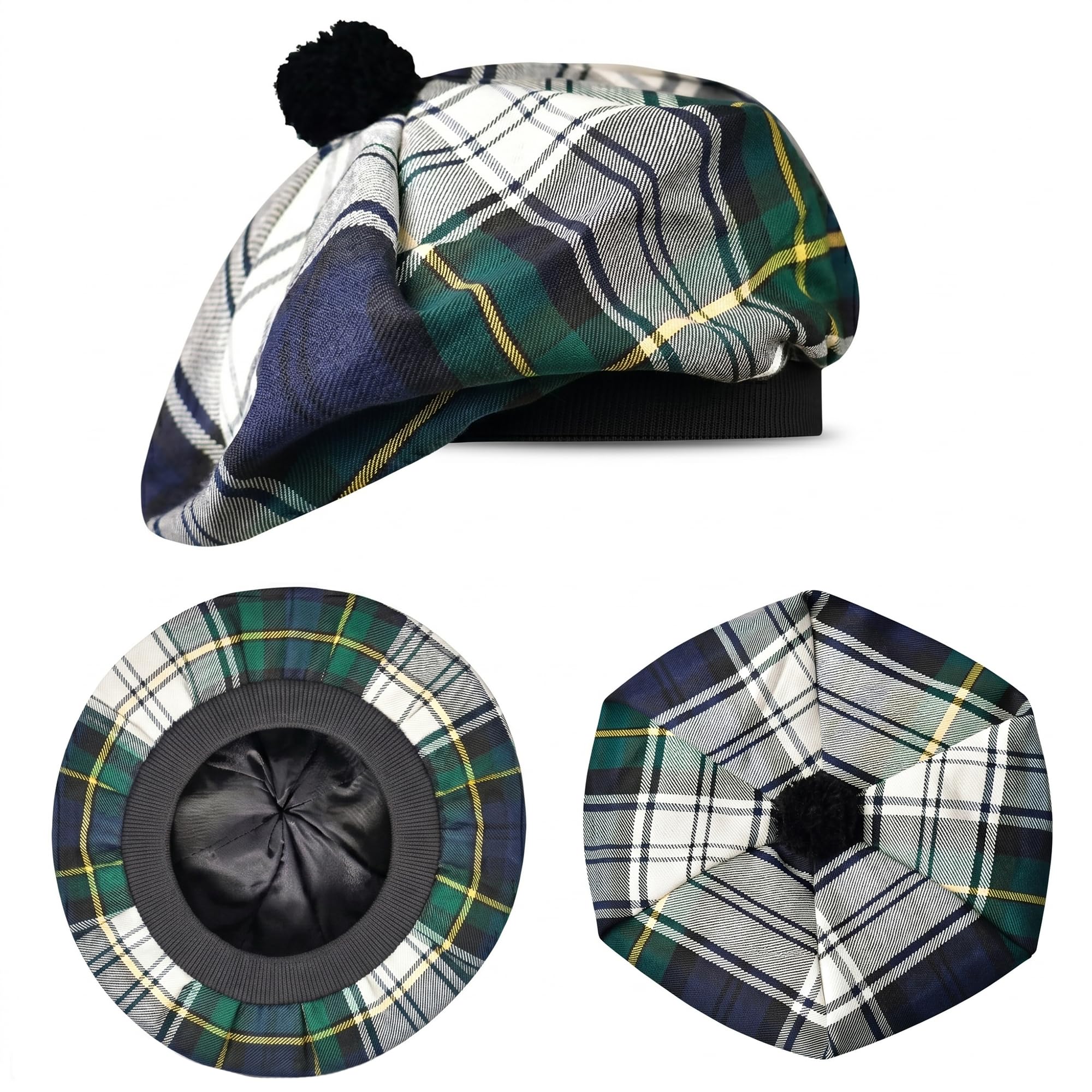 H Highland Redstone Unisex Dress Gordon Scottish Hat Tam O Shanter Scottish Bonnet Tartan Hat Acrylic Wool With Pompom (Uk, Alpha, One Size, )
