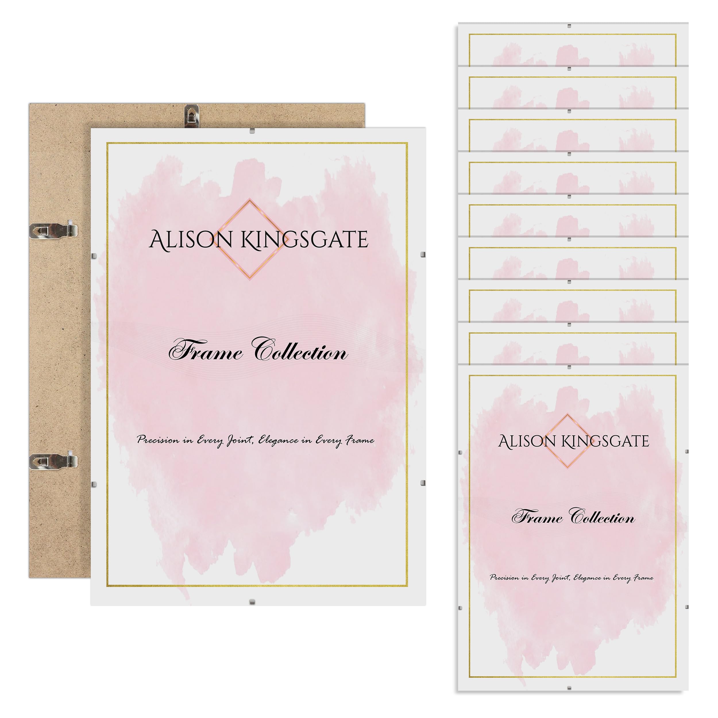 Alison Kingsgate 17X13 Clip Frame (Pack of 10)- Frameless Picture Frame with Shatter-Resistant Perspex & Sturdy MDF Back- Borderless Clip Photo Frame for Posters, Certificates, Art & Wall Decor — image 1