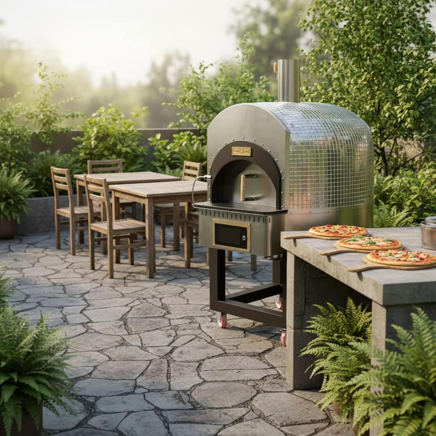 Heavy-Duty Rotating Stone Baking Machine, Electric Gas Dual Fuel, Digital Temperature Control, Stainless Steel Construction for High-Volume Restaurant, Bakery, Pizzeria