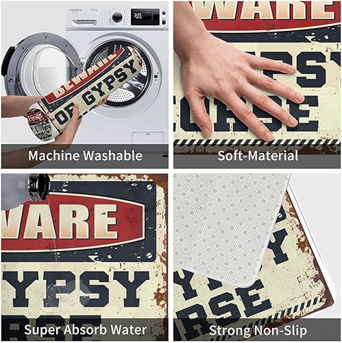 Miniatura 3 de Dsoluuing Tapete de bienvenida divertido con diseño de caballo gitano, accesorios de bar (tamaño 25.6 x 35.4 in)