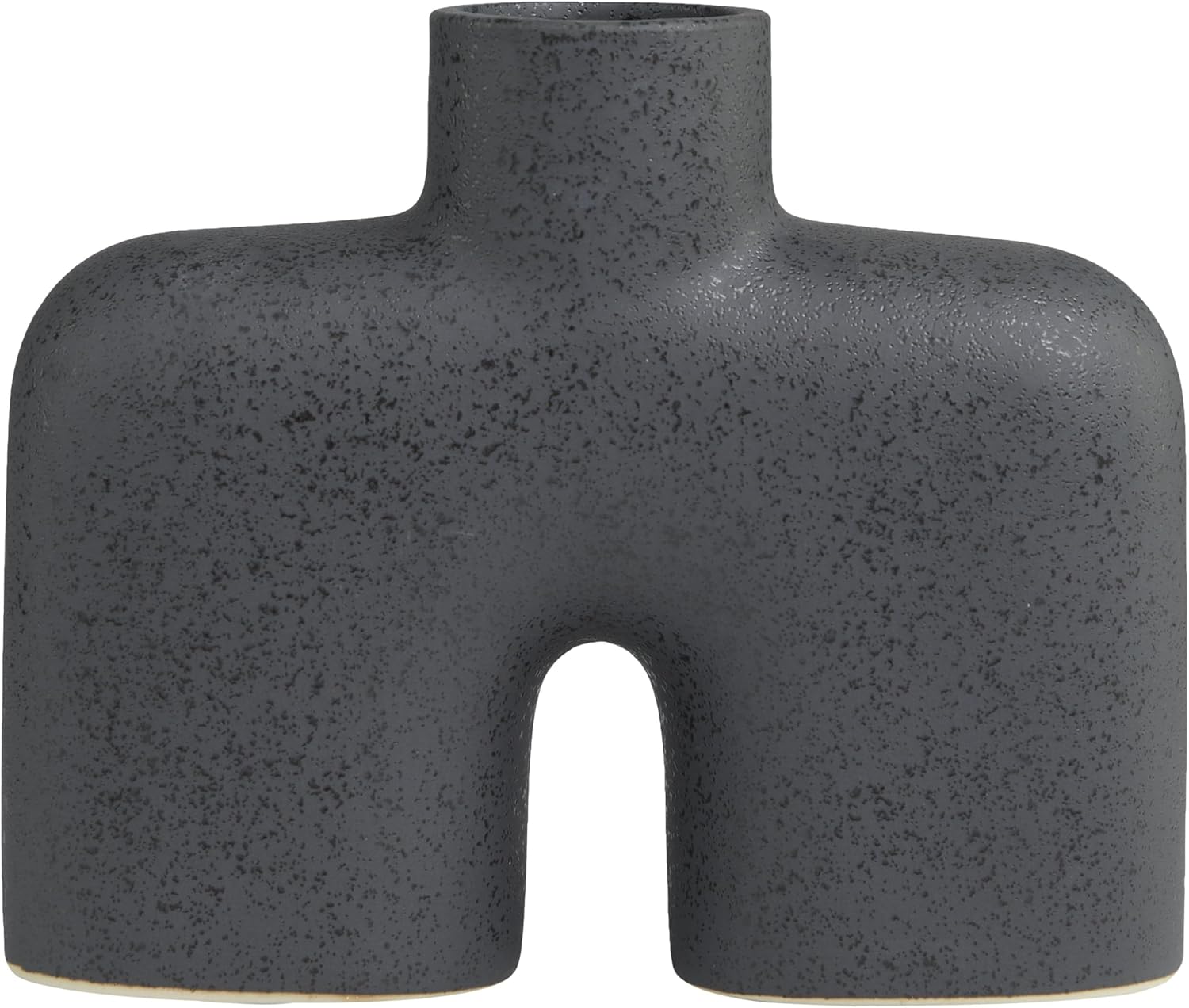 Deco 79 Ceramic Abstract Decorative Vase Short Rounded Arched Centerpiece Vase with Glossy Speckles, Flower Vase for Home Decoration 11" x 4" x 9", Black