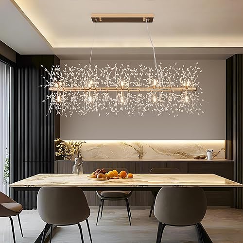 Miniatura 20 de Candelabro moderno de cristal de rama de árbol, iluminación colgante de cristal plateado de lujo de 18 pulgadas, candelabros contemporáneos de 6