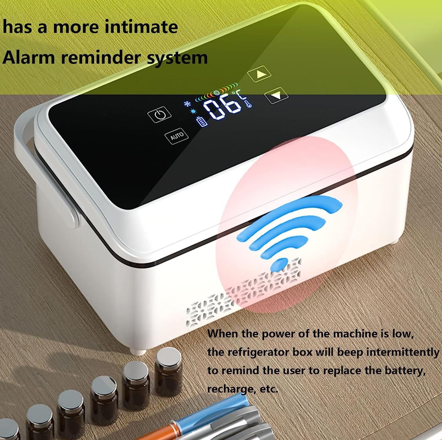 Generico Mini Borsa Termica per insulina, frigo Portatile per medicinali, Controllo Intelligente della Temperatura 8-18°C, Borsa frigo elettrica per Auto, Viaggi e casa (Batteria Singola)