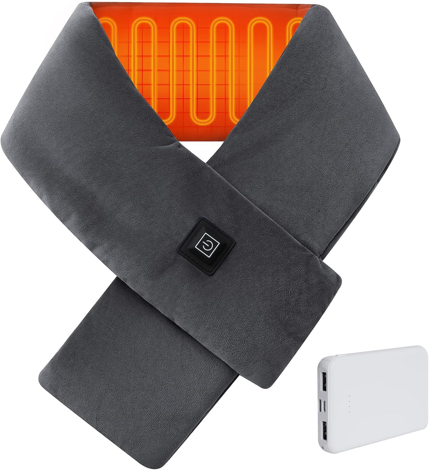 Heated Neck Wrap with 5000 mAh Power Bank, Cordless Heating Pad with Adjustable 3 Heat Settings, Soft Neck Warmer for Pain Relief, Muscle Relaxation, Portable Heated Neck Scarf