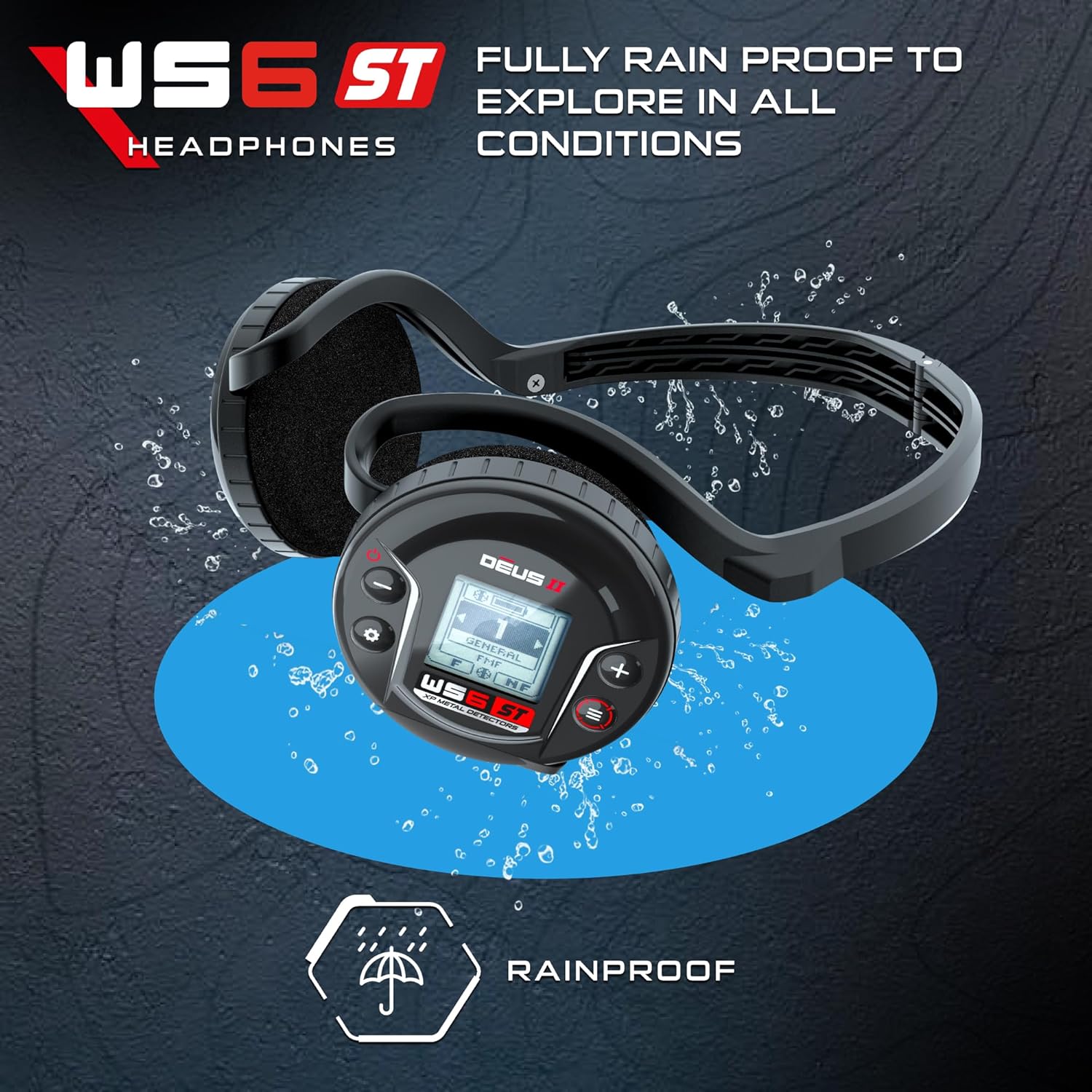 XP Metal Detectors WS6 ST Fastest Wireless Stereo Headphones and Stand Alone Unit to Control Deus II, Compact and Smart Design, Ergonomic, Lightweight, Rainproof, Perfect for Your Detection (WS6ST)