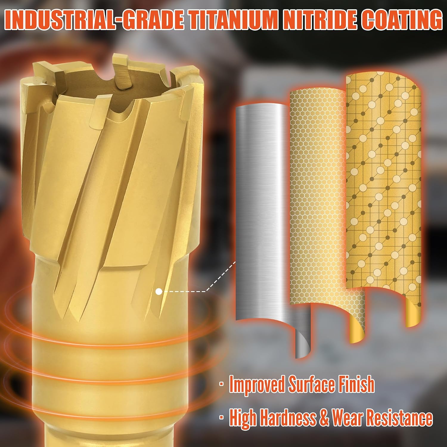EASEWORK TOOL Carbide-Tipped Annular Cutter, 5/8" Cutting Diameter x 2" Cutting Depth, 3/4" Weldon Shank, TCT Mag Drill Bit with Advanced PVD Nano-Coating