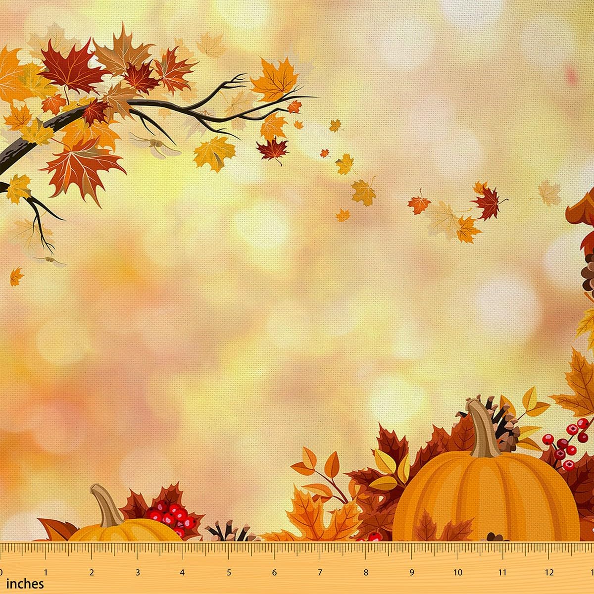 Fall Festival Fabric by The Yard Pumpkin Maple Leaf Waterproof Outdoor Fabric for Happy Fall Y'all Upholstery Fabric for Chairs Reupholstery Fabric Decor 10 Yards (L920*W150cm)