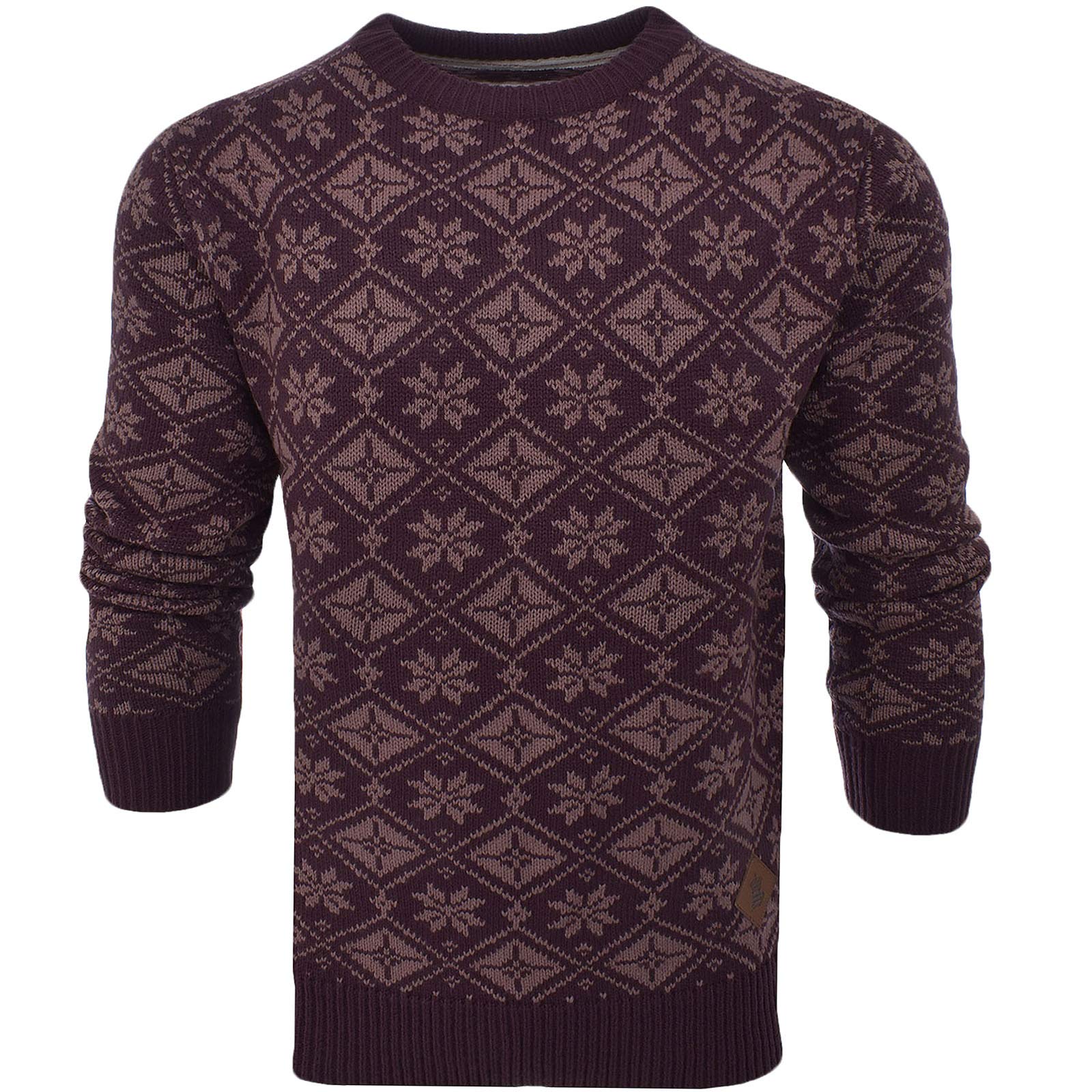 Soulstar Men's Knitted Crew Neck Jumper Burgundy S