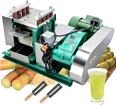 220V 4.7HP Electric Sugar Cane Juicer Machine, 3 Rolls Commercial Sugarcane Press Squeezer Extractor, Stainless Steel, 1760 lbs/h Capacity, for Industrial