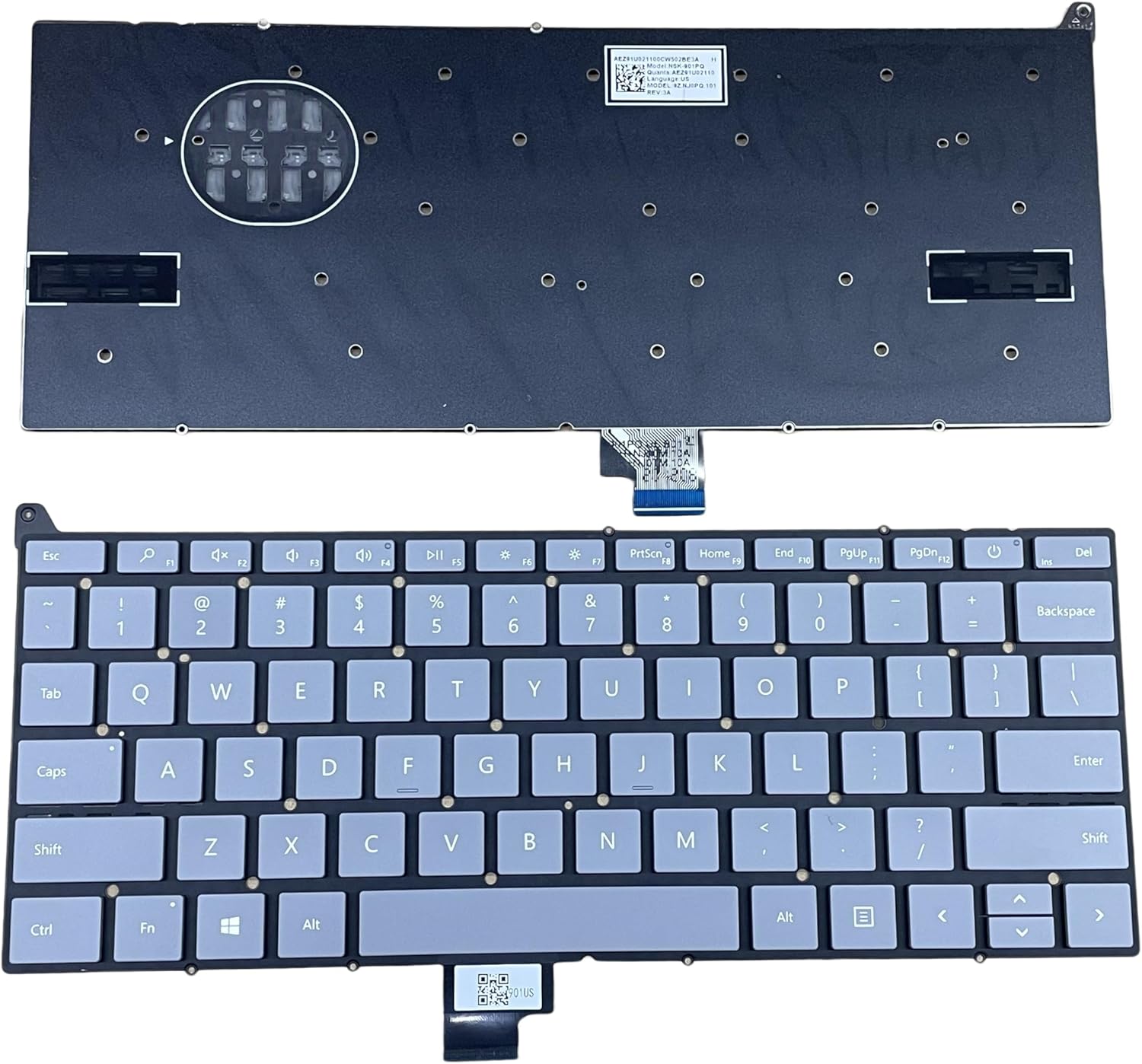 New Keyboard US Layout for Microsoft Surface Laptop GO1/2 2013 1943 1963 Gray Frameless Laptop Keyboard Without Backlight AEZ91U021100CW502BE3A NSK-901PQ AEZ91U02110 9Z NJ0PQ.101