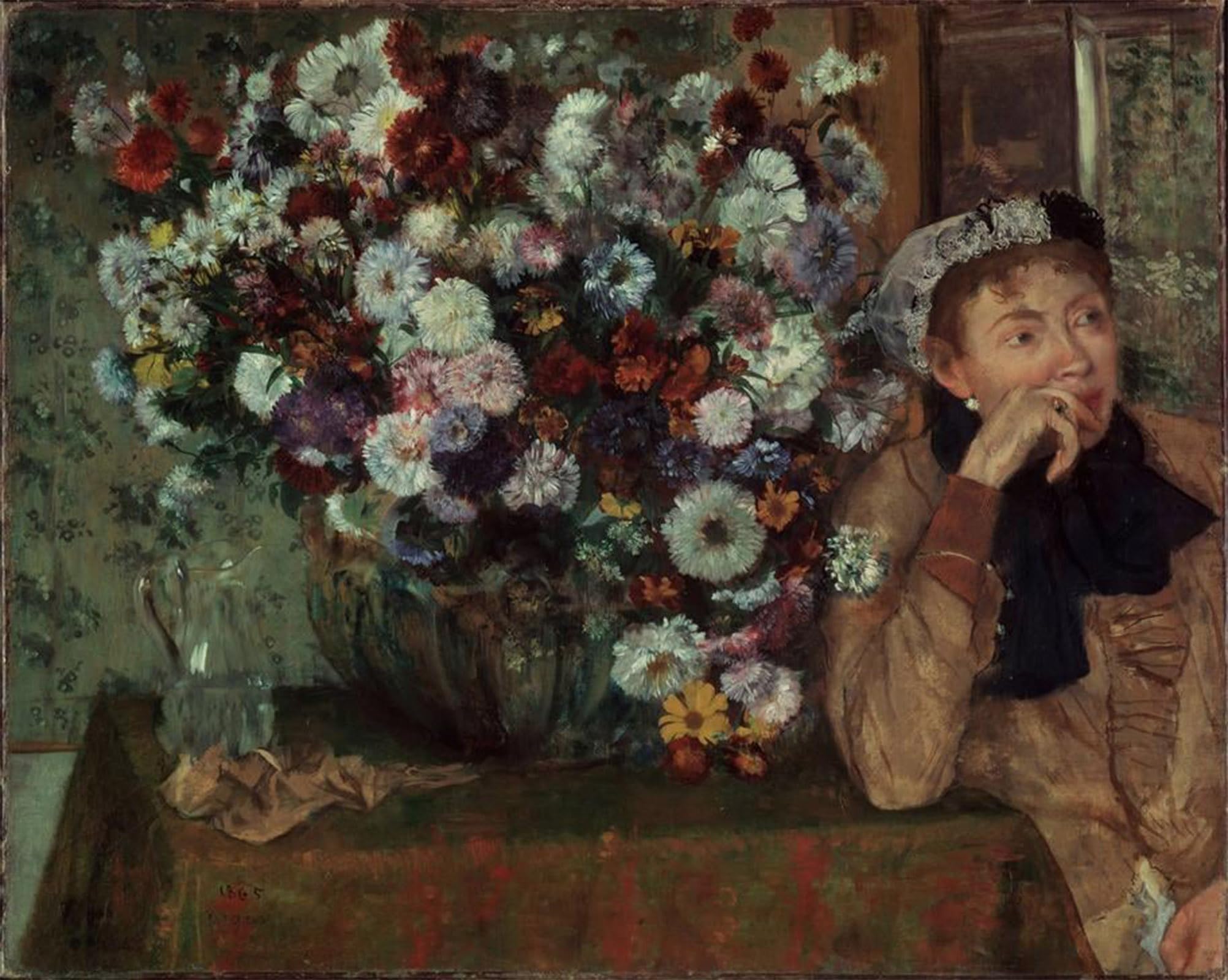 ARTXLXXBN Famous Painting Art Wall Decor Abstract Art Picture La Femmechrysanthemes by Edgar Degas Animal Pictures for Home Decor 60x90cm