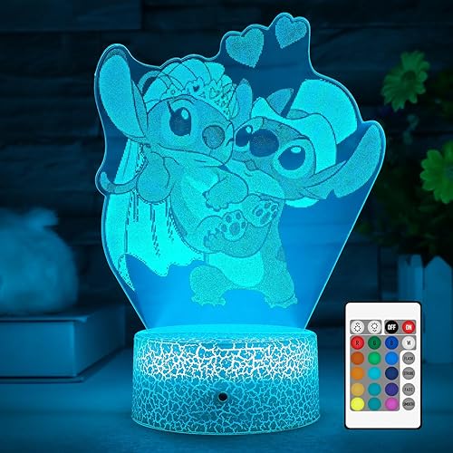 Stitch Kids - Lámpara de decoración LED con control remoto y tacto inteligente, 7 colores + 16 colores cambiantes de puntada regulable, regalos para