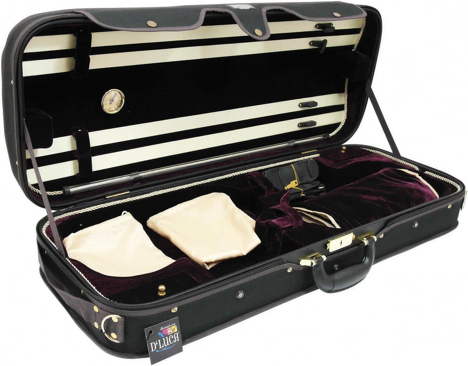 D'Luca CP04M-BKBU Double Violin Case Black-Burgundy