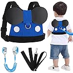Accmor Toddler Harness Leash, Cute Kids Leash + Anti Lost Wrist Link, Adorable Baby Leash Child Walking Harness Wristband Assistant Strap Mini Belt Protector for Boys to Outdoor Travel (Blue)