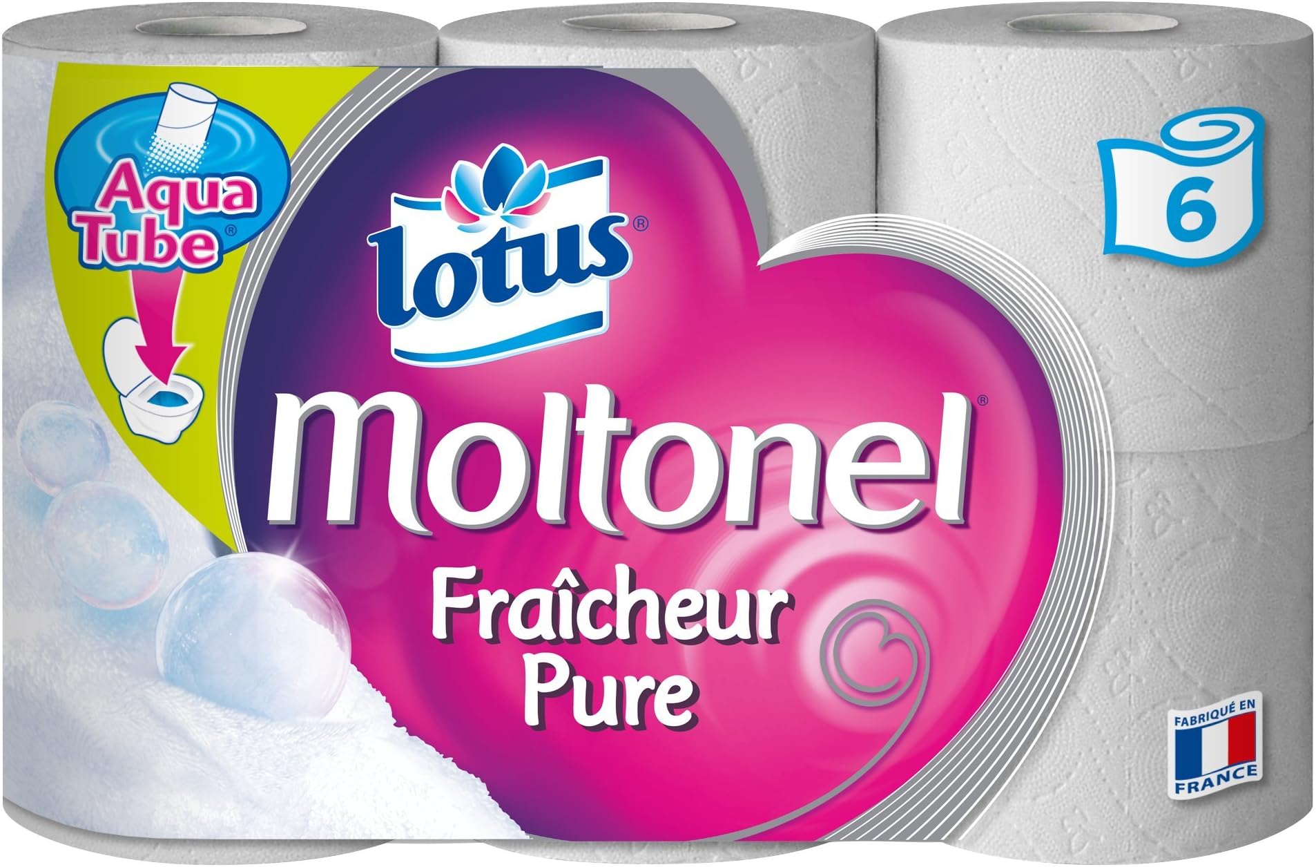 Lotus Moltonel Toilet Paper with a Pure Fresh Fragrance Set of 6 Rolls in White (Pack of 2)