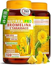 NUTREA PRO Extra Strong Draining Bromelain 5000 gdu/g with Dandelion | Strong Draining Bromelain 120cps | Complete Digestive Enzymes | Detox and Diuretic Anti-Cellulite Forte | Strong Fast Slimming