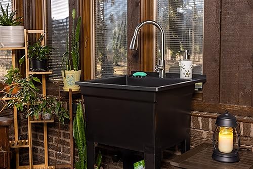 Miniatura 7 de UTILITYSINKS Fregadero de plástico independiente de 24 x 24 pulgadas, fabricado en Estados Unidos, resistente y compacto, ideal para taller,