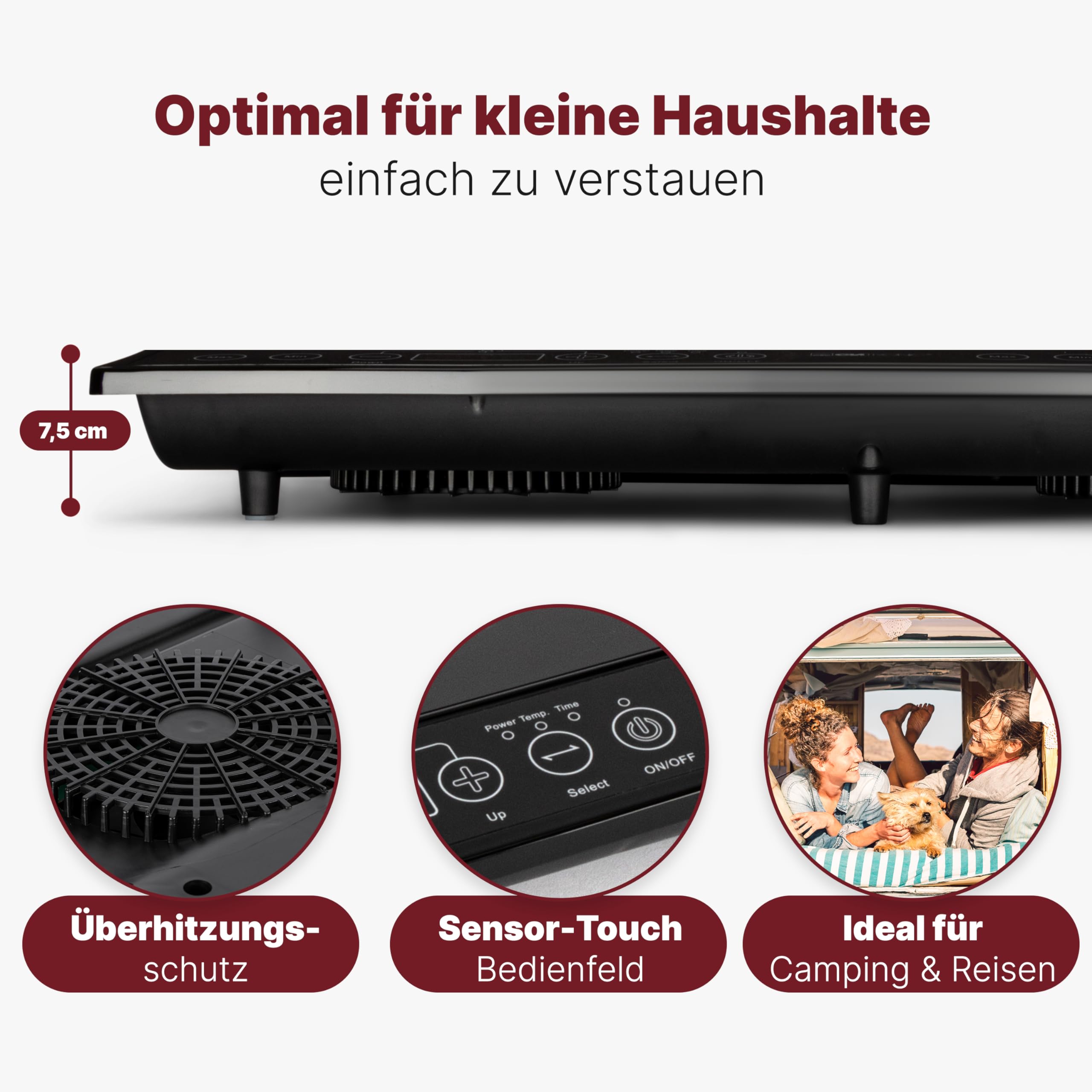 Clatronic DKI 3609 Induktions-Doppelkochplatte mit ECO-Save-Technologie und Sensor Touch-Bedienfeld