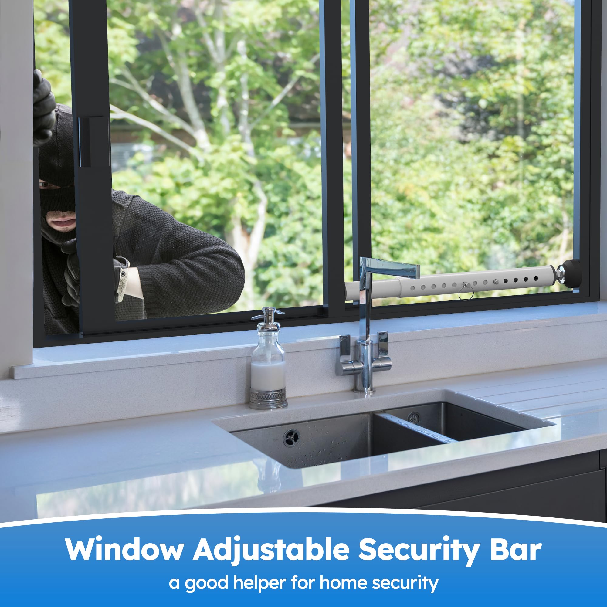 WooFog Barras de seguridad (cortas) para ventana deslizante/vertical, barras ajustables de seguridad en el interior, (pequeñas) protectores de ventana para seguridad del hogar, barra de bloqueo de