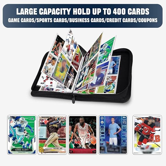 4-Pocket Baseball Card Binder Album Holds 400 Sports Trading Cards