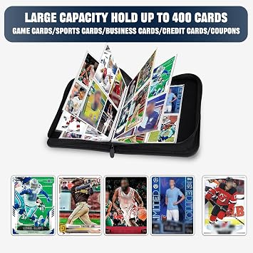 4-Pocket Baseball Card Binder Album Holds 400 Sports Trading Cards