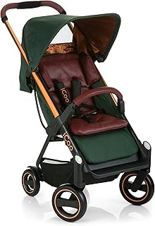 Silla de paseo compacta iCOO Acrobat hasta 18 kg con función de tumbado desde el nacimiento, plegable con una mano, ligero - chassis de aluminio, manillar regulable en altura, reflectores - verde