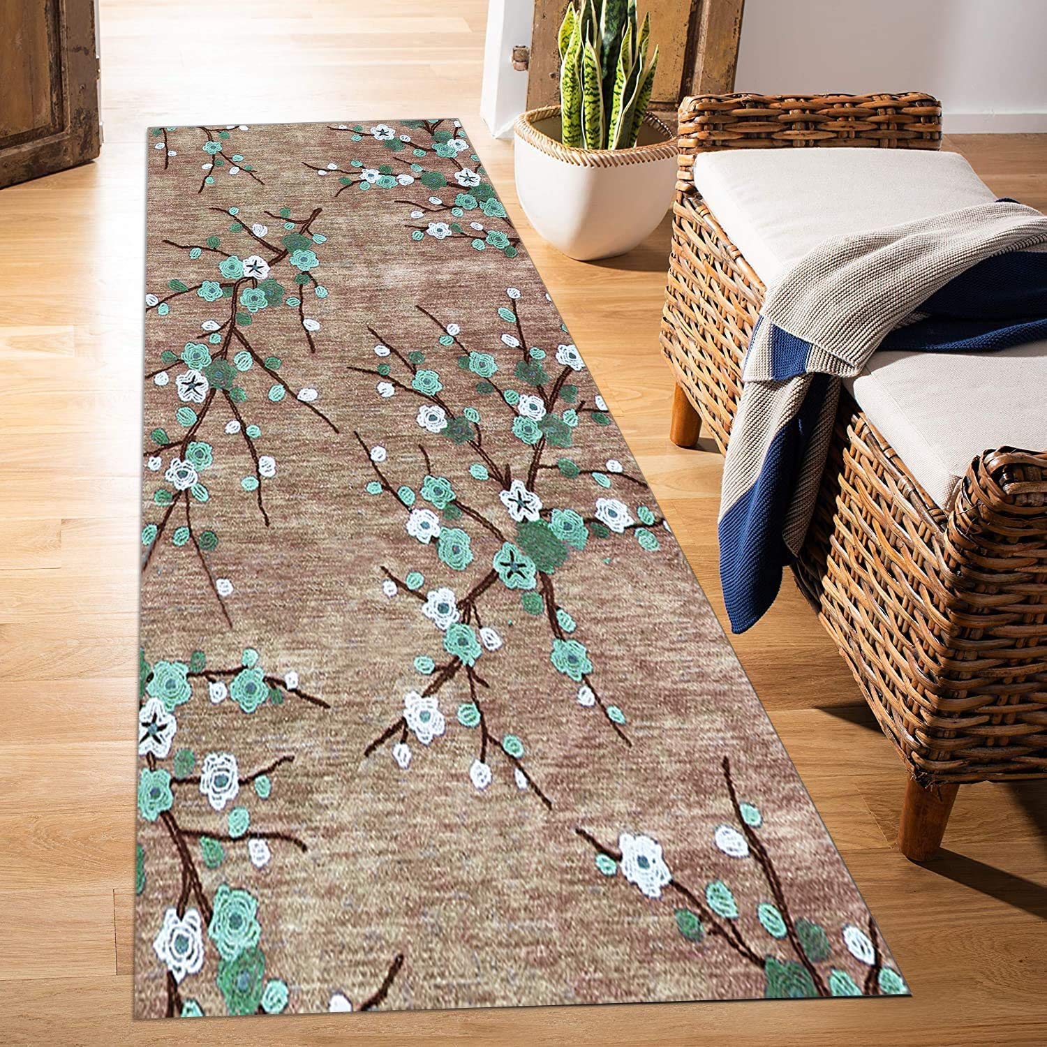 Dywan chodnik do przedpokoju 3D kwiat dywan antypoślizgowy chodnik kuchenny chodnik poliester nadaje się do prania w korytarzu, kuchni, sypialni, salonu, szerokość 60 cm/70 cm/80 cm/90 cm/100 cm (rozmiar: 90 x 140 cm)