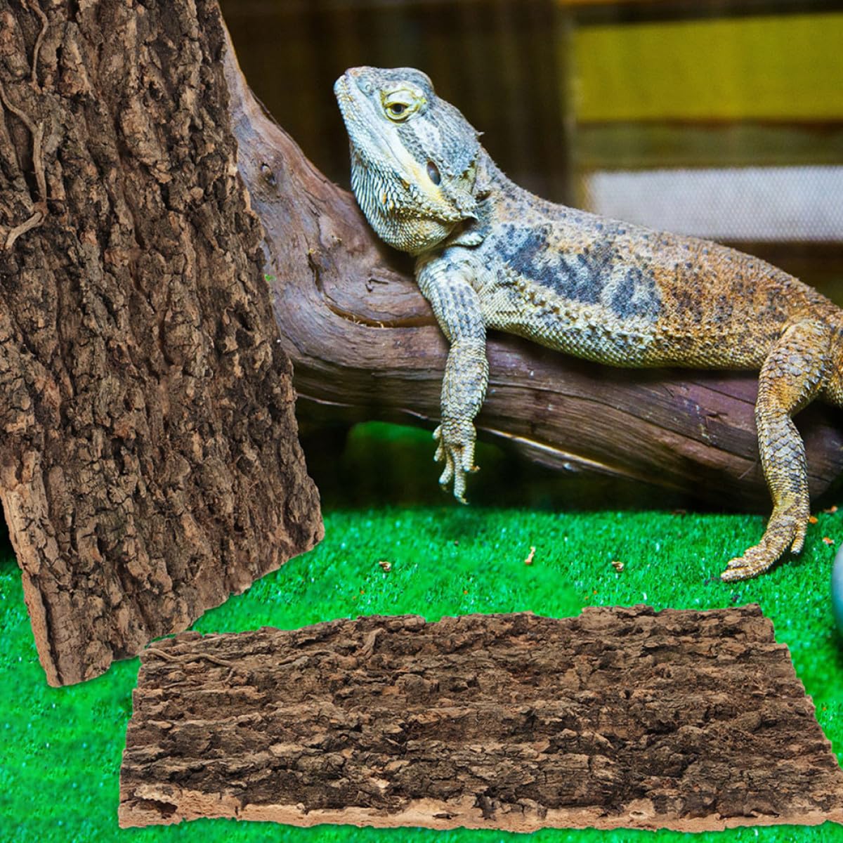 Abaodam Decoración de Corteza de Árbol de Reptil 4 Piezas Café | Fondo para Terrario y Acuario, Fácil de Cortar y Colocar, sin Mantenimiento