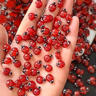 100Pcs Ladybug Nail Charms Cute Insect Nail Art Charms 3D Resin Nails Rhinestones Small Ladybugs with Open and Closed Wings Nails Gems Summer Nail Jewelry for Women Manicure Decoration DIY Craft