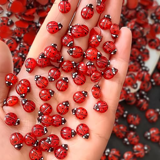 100Pcs Ladybug Nail Charms Cute Insect Nail Art Charms 3D Resin Nails Rhinestones Small Ladybugs with Open and Closed Wings Nails Gems Summer Nail Jewelry for Women Manicure Decoration DIY Craft
