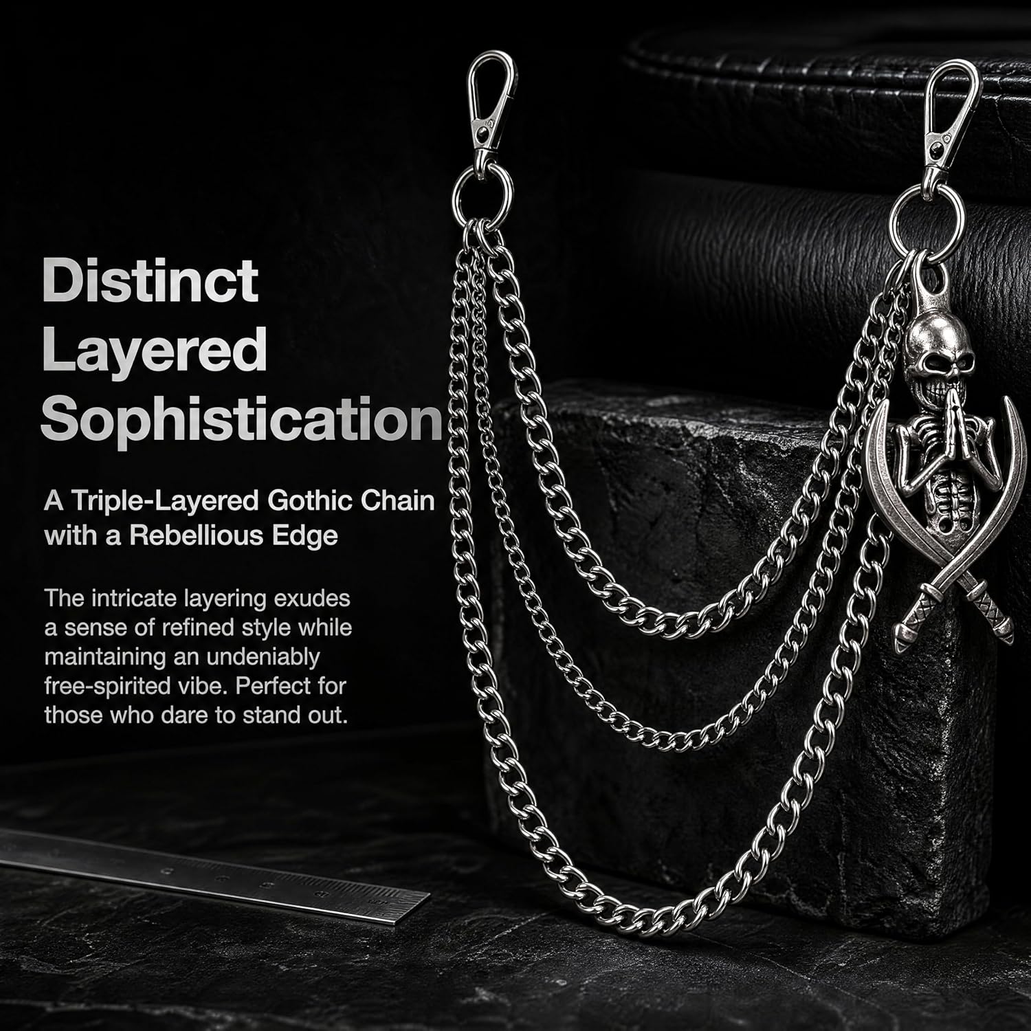 Heavy Duty Wallet Chain for Men Women, Gothic Punk Biker Pants Chain, Multi-Layer Pocket Jean Chains for Streetwear and Motorcycle Accessories