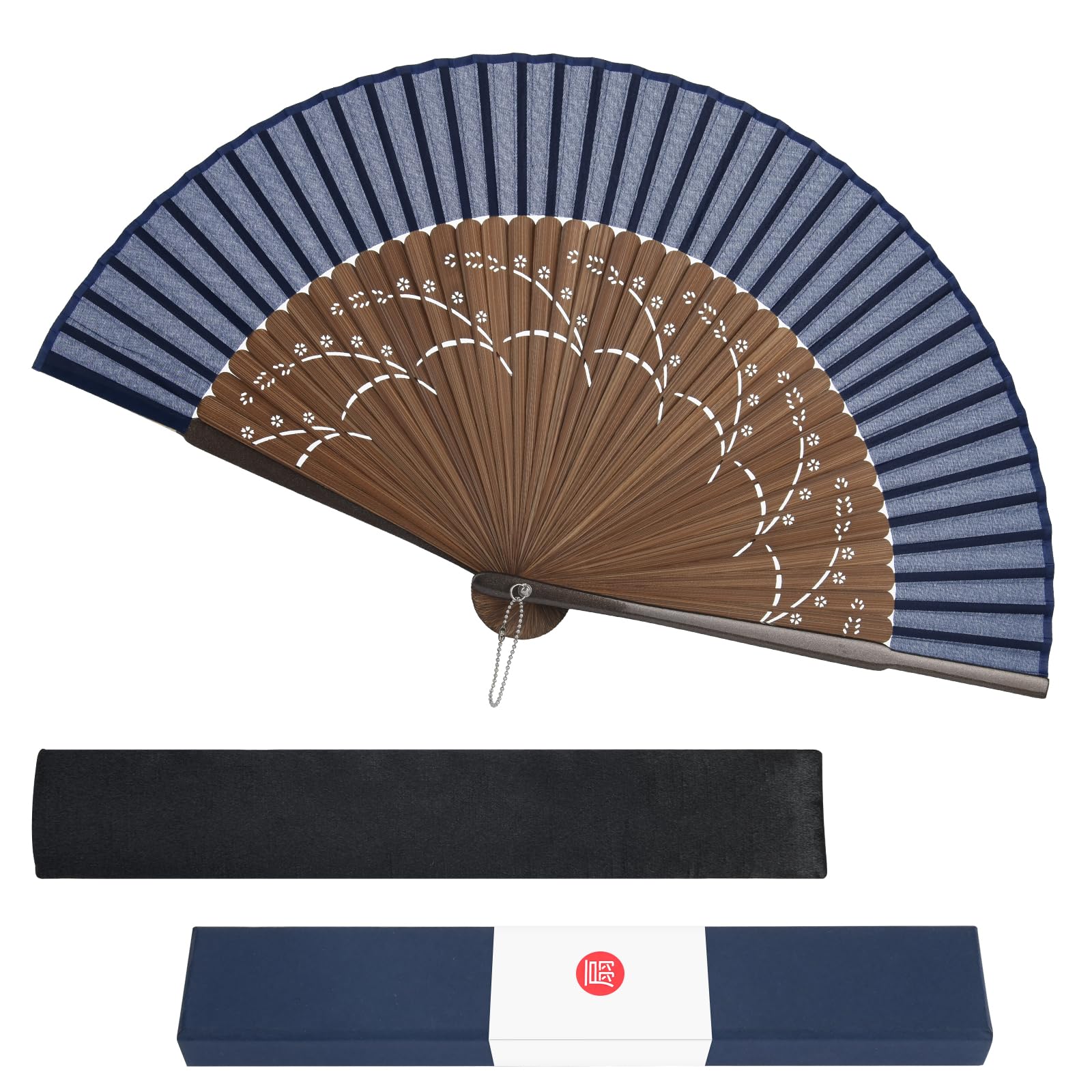 Silk Bamboo Sensu Japanese Folding Fan Made in Japan Dockii Gift Box
