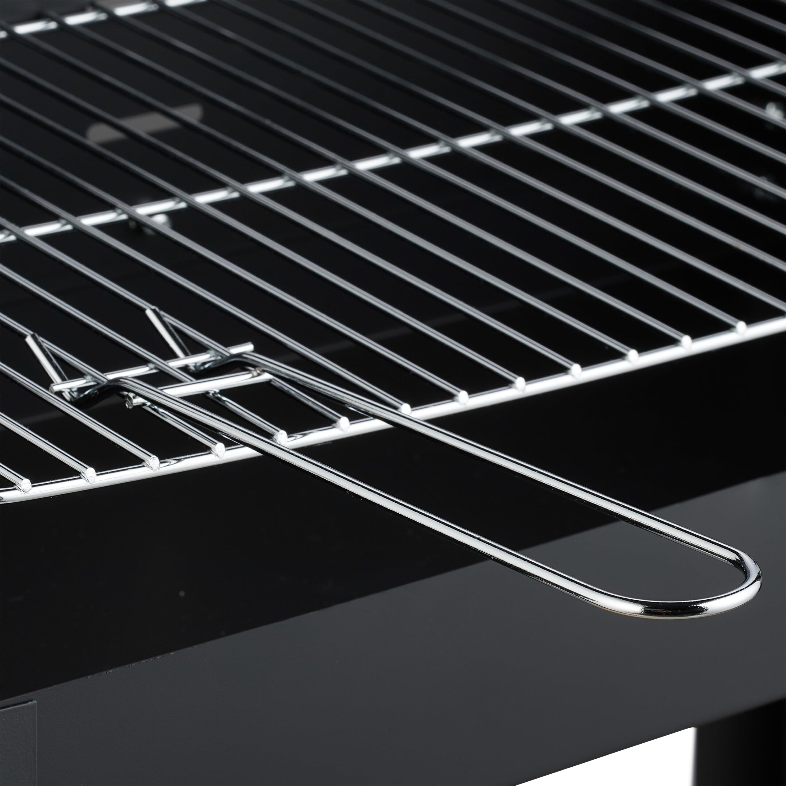 Relaxdays Grill na węgiel drzewny z kołami, regulowany grill z osłoną przeciwsłoneczną, 2 półki, HLP 80,5 x 86 x 42 cm, stal, drewno, tworzywo sztuczne
