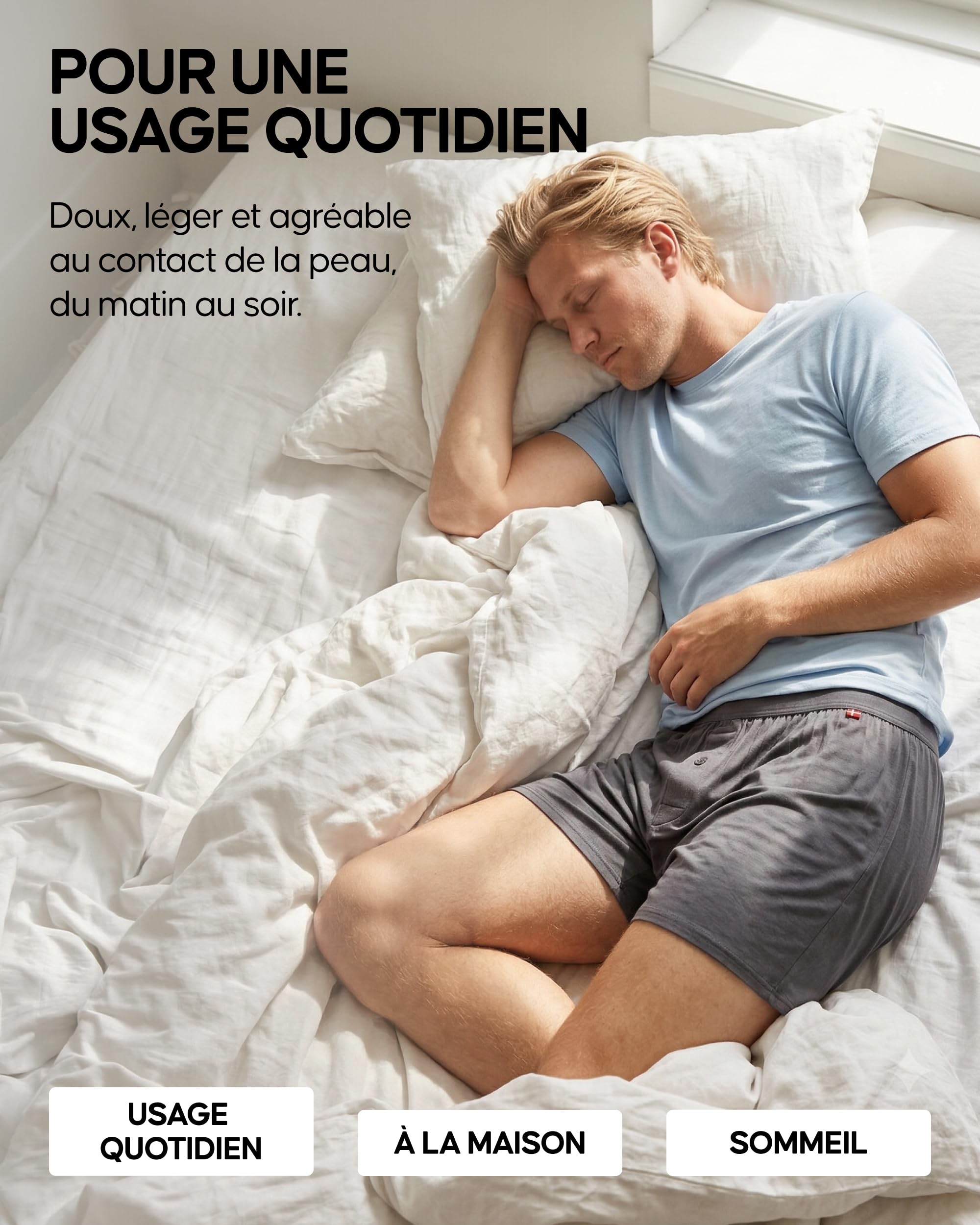 DANISH ENDURANCE Boxers Homme Amples en Bambou, Coupe Large, sous-Vêtements Respirants pour Hommes, Ceinture Dissimulée, Lot de 6