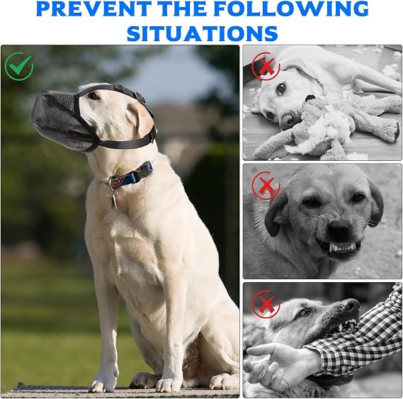 Dog Muzzle for Medium Dogs, Dog Muzzle Medium Breed, Soft Breathable Basket Muzzles, Adjustable Pet Mask Dogs Training Mouth Guard Cover Muzzles, Prevent Eating Biting Chewing(L)