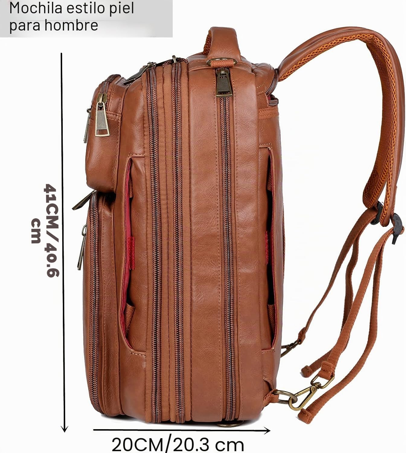 Convertible Hombre Cuero Faux Laptop Mochila Maletín Híbrido 15.6 Pulgadas Portátil Bolsa de Trabajo Bolso de Trabajo Mochila Viaje Mochila Senderismo Colegio Mochila para Hombres BC-04