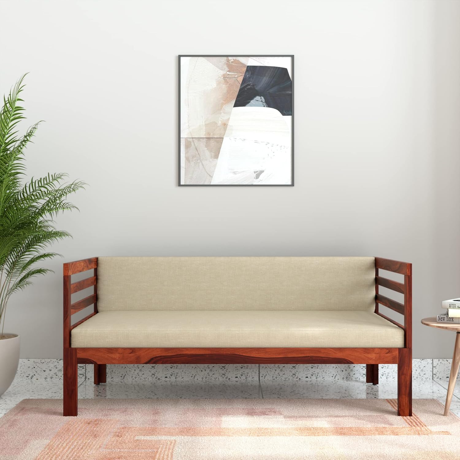 Amazon Brand Solimo Atingle 2 Seater Solid Sheesham Wood Sofa with