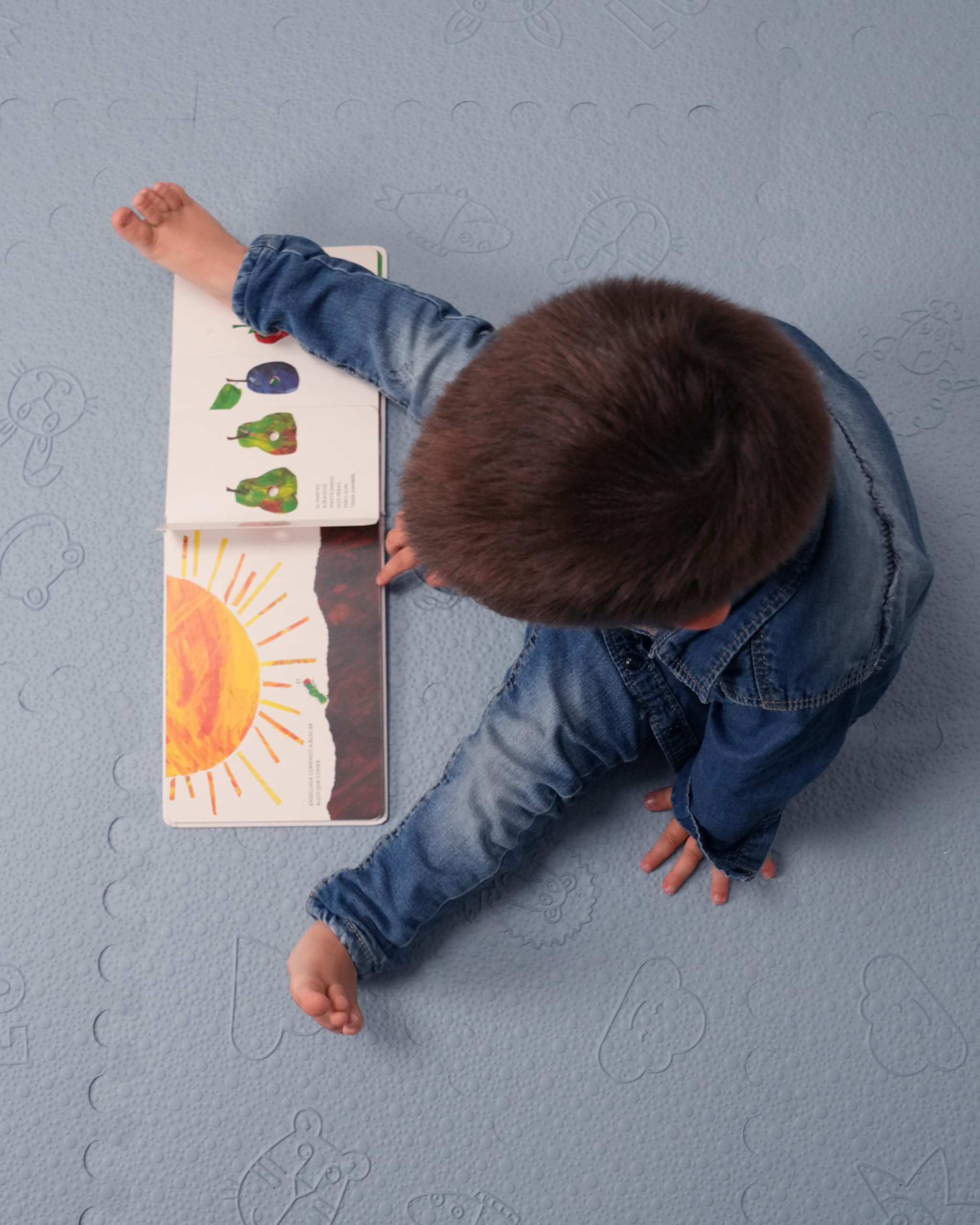 LuBabymats Mini - Tappeto a puzzle per bambini da viaggio in gomma EVA. Pavimento extra imbottito per bambini da bellissimi colori pastello in baby blu