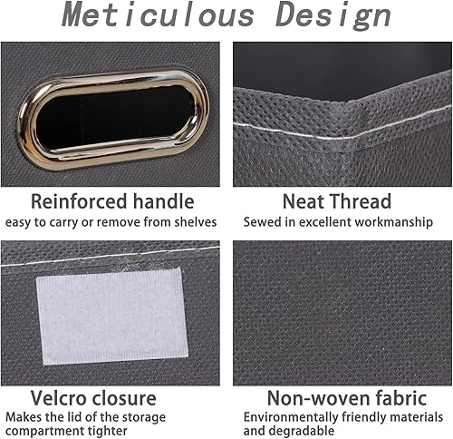 Vista 29 de Organizadores de armario de tela con tapas, cesta organizadora de almacenamiento plegable con asas, cajas de almacenamiento para almacenamiento