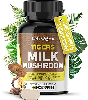 Tiger’s Milk Mushroom Supplement 10:1 Extract (Lignosus Rhinocerus) – Respiratory & Immune Support, Gut Health – 450 mg, 90 Vegan Capsules
