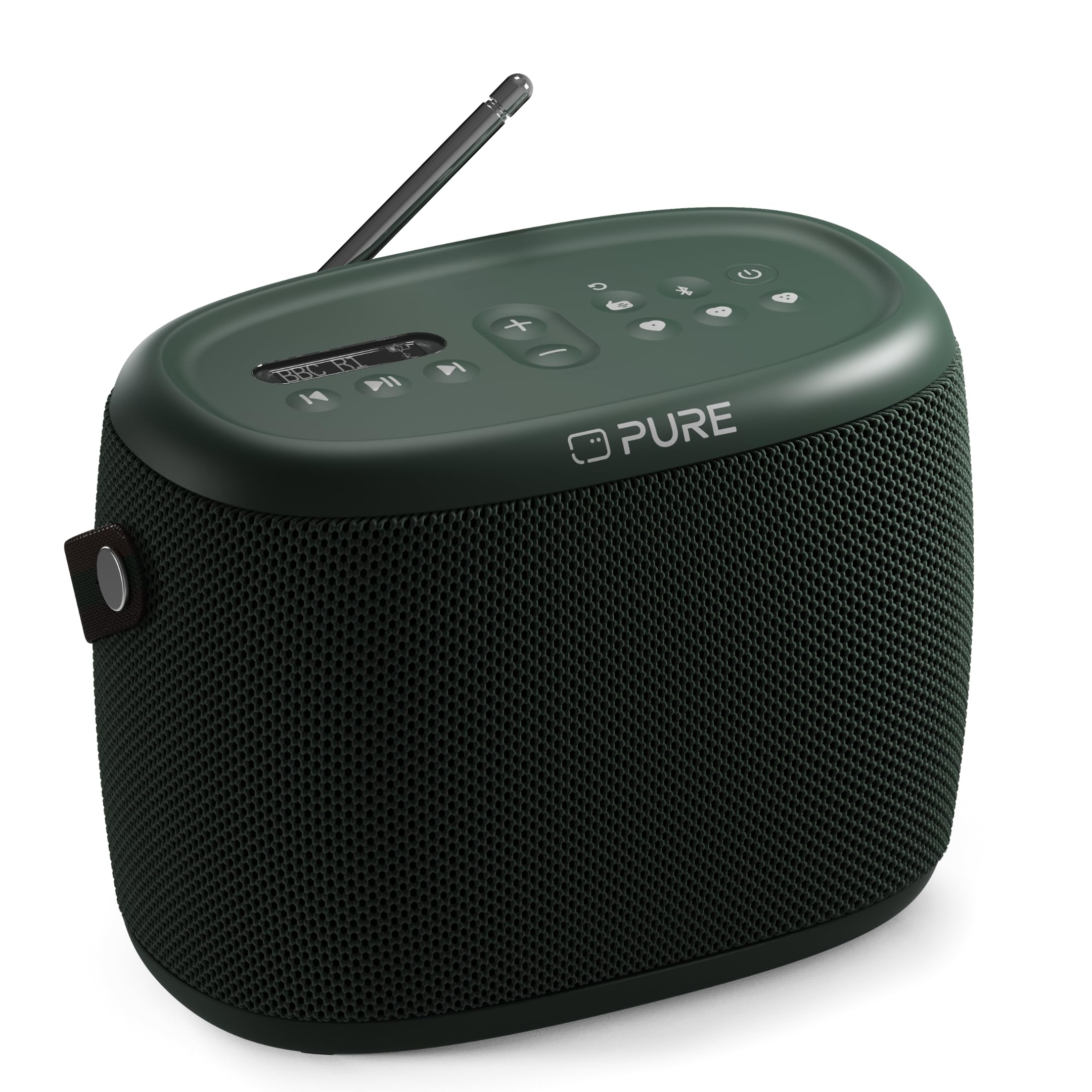 Pure Woodland głośnik zewnętrzny z Bluetooth i radiem DAB+/FM (wodoodporny IP67, wytrzymały, przenośny, akumulator 14 h, idealny do ogrodu i na kemping), zielony