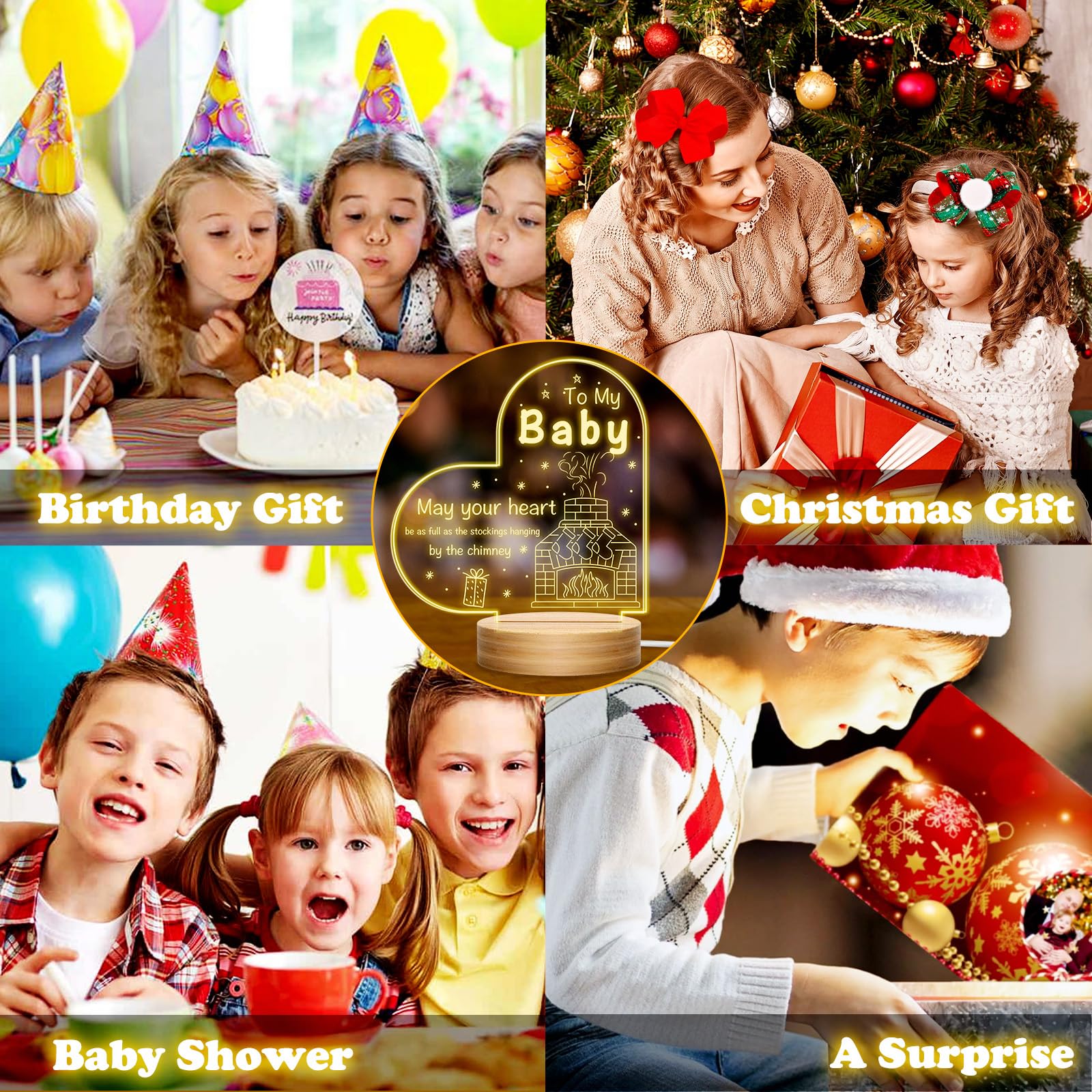 Regalo di Natale per giocattoli per bambini, lampada notturna 3D con incisione, luce notturna con incisione, regalo religioso per battesimo con parole di preghiera, lode cristiana e ispirazione per