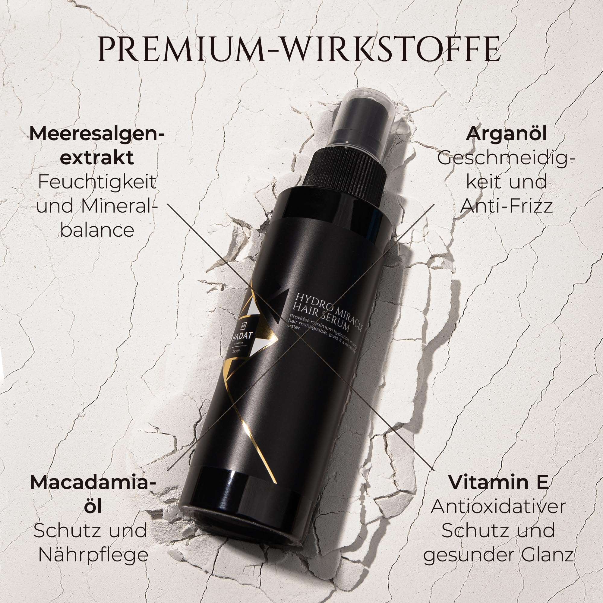 HADAT Hydro Miracle Hair Serum – Professionelles Leave-In Hitzeschutz-Serum für Frizz-Kontrolle, Glanz & Geschmeidigkeit – Hergestellt in Israel – Sulfat- & Parabenfrei – Für alle Haartypen – 110 ml