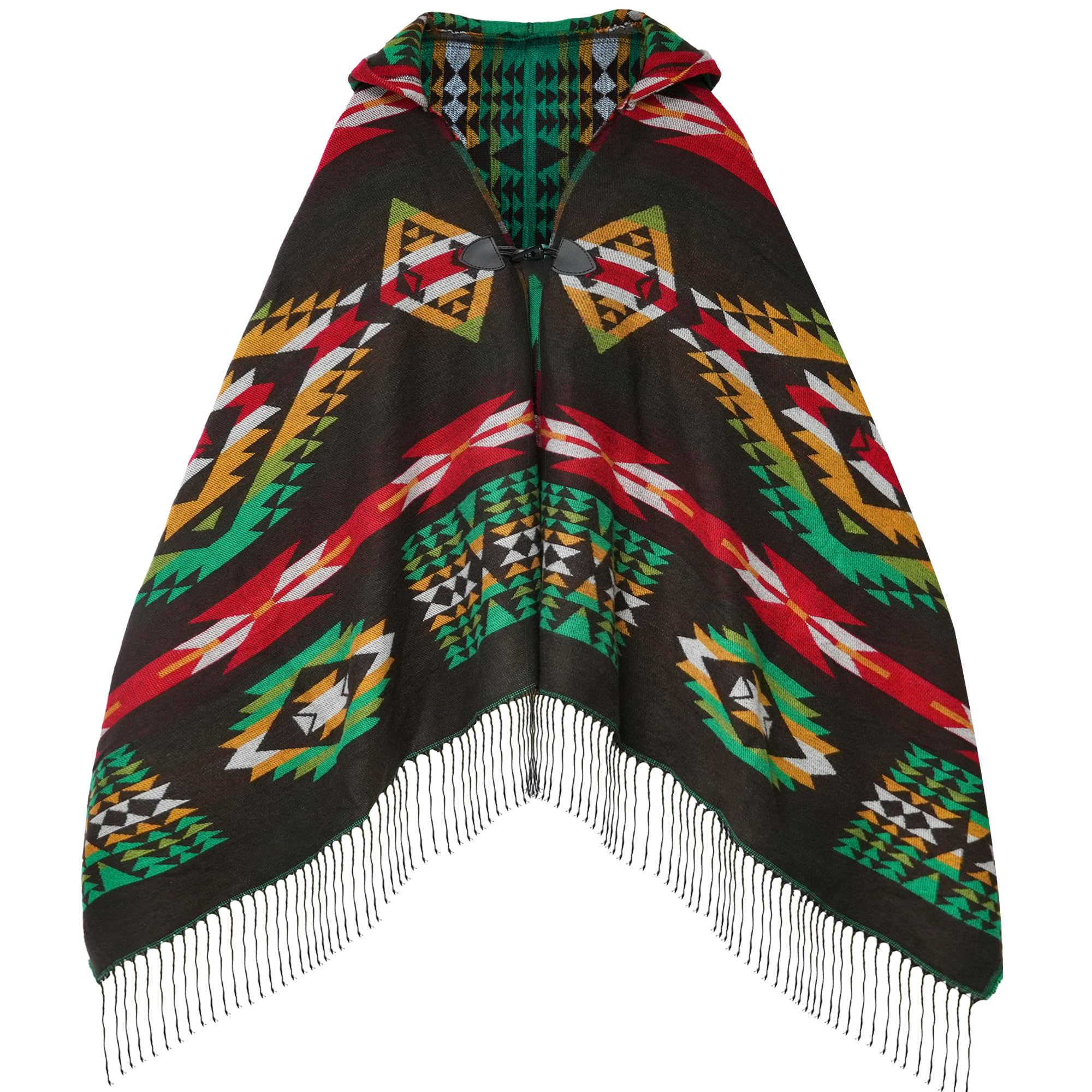 Uyuni Women's Bohemian Casual Shawl Fringe Poncho Cashmere Loose Vintage Patterned Cardigan